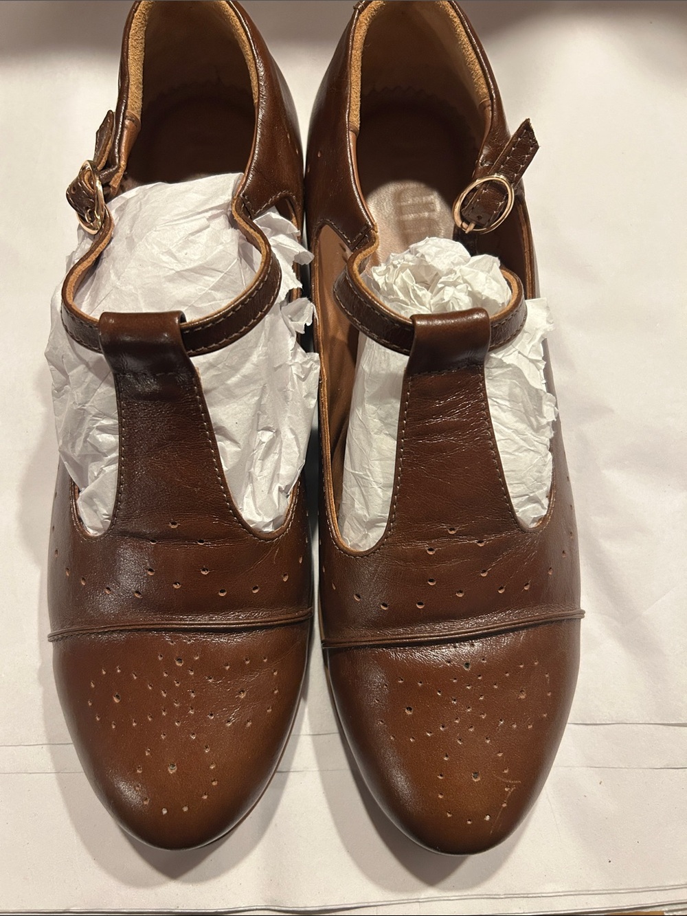 brown leather Mary Jane brogues from Julia Bo.